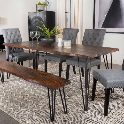 Neve Live-edge Dining Table with Hairpin Legs Sheesham Grey and Gunmetal image