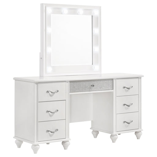 Barzini 7-drawer Vanity Desk with Lighted Mirror White image