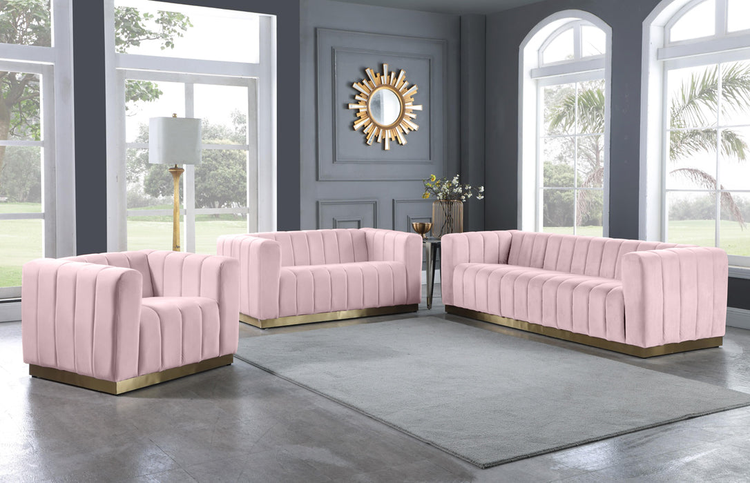 Marlon Pink Velvet Sofa