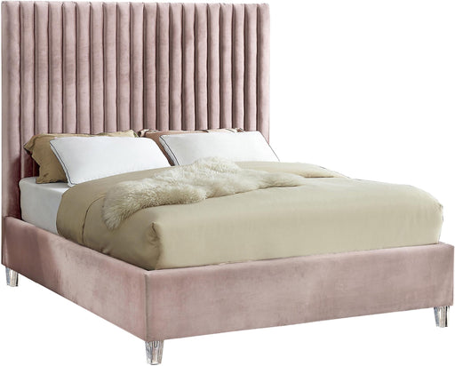 Candace Pink Velvet King Bed image