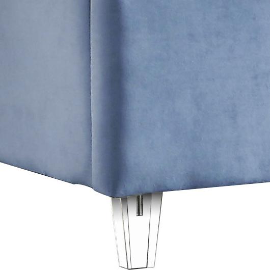 Candace Sky Blue Velvet Queen Bed