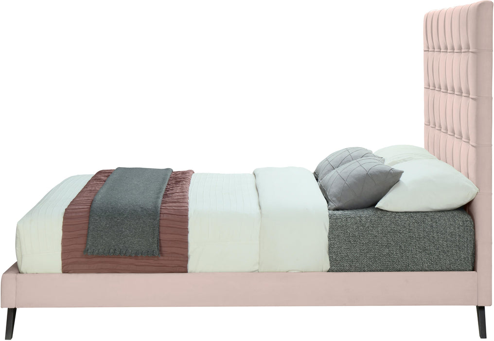 Elly Pink Velvet Queen Bed