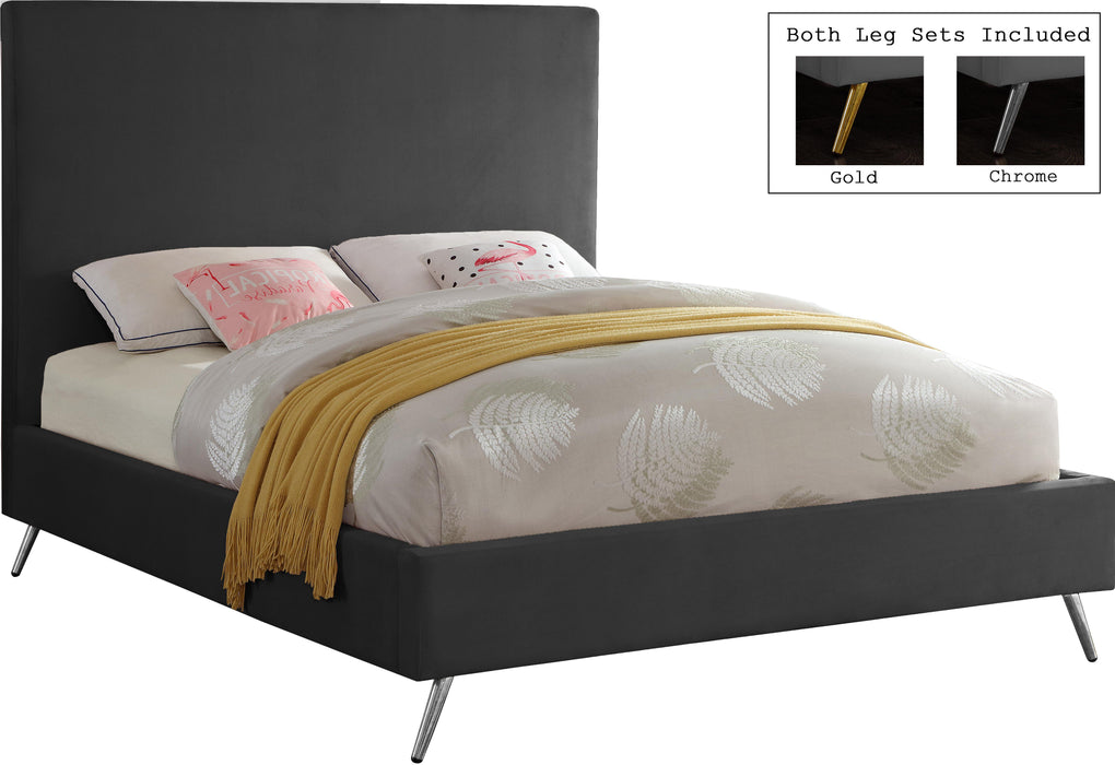 Jasmine Grey Velvet Queen Bed