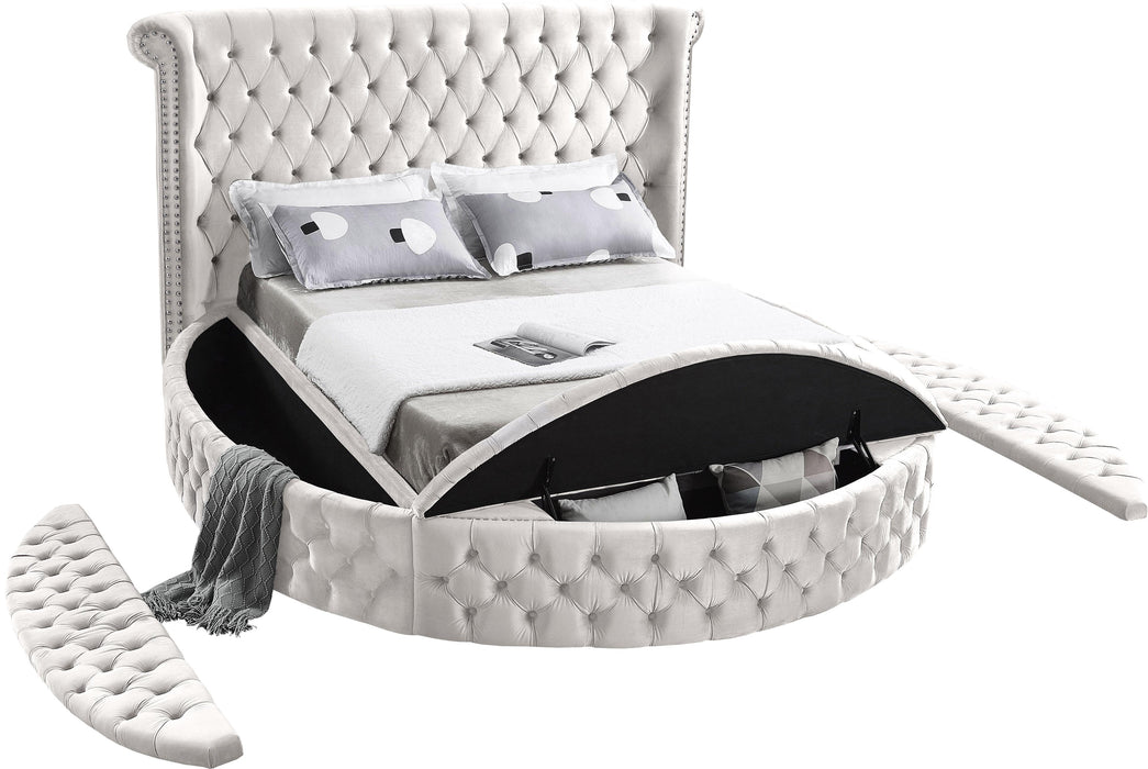 Luxus Cream Velvet King Bed (3 Boxes)