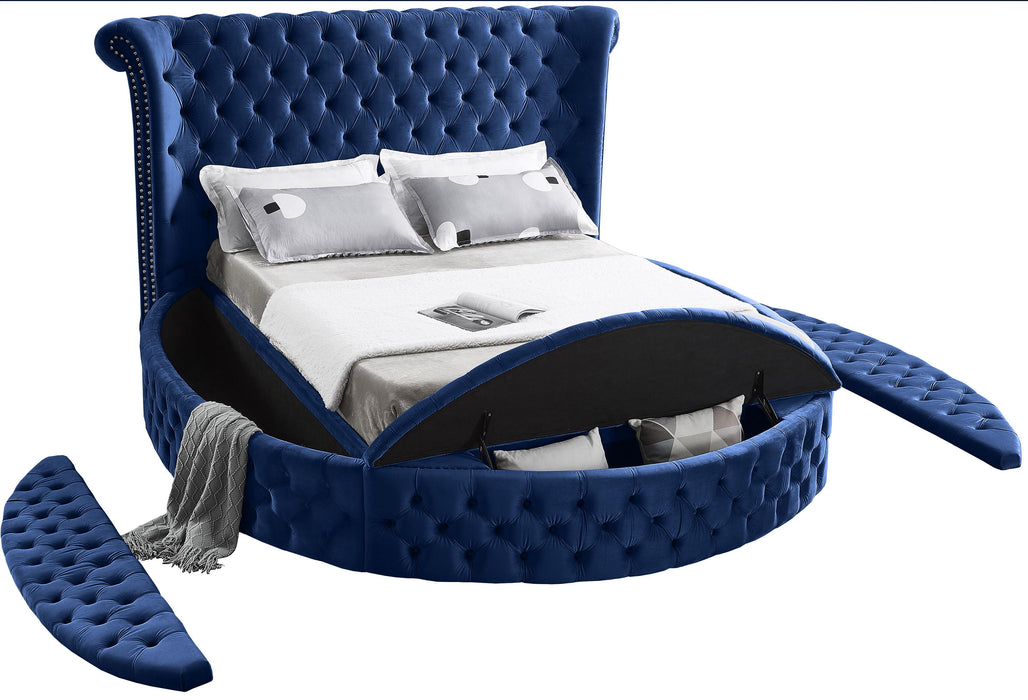 Luxus Navy Velvet Queen Bed (3 Boxes)