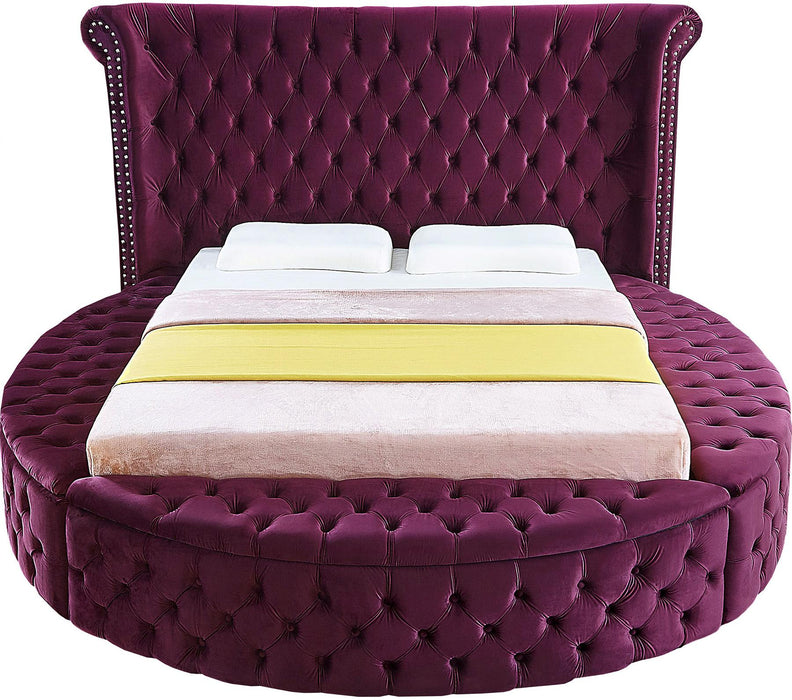 Luxus Purple Velvet Queen Bed