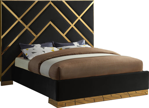 Vector Black Velvet Queen Bed image